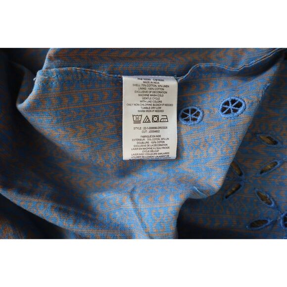 Joie Women's Sz XS Light Brown/Blue Nashua Eyelet Maxi Fit & Flare Dress - Picture 11 of 14